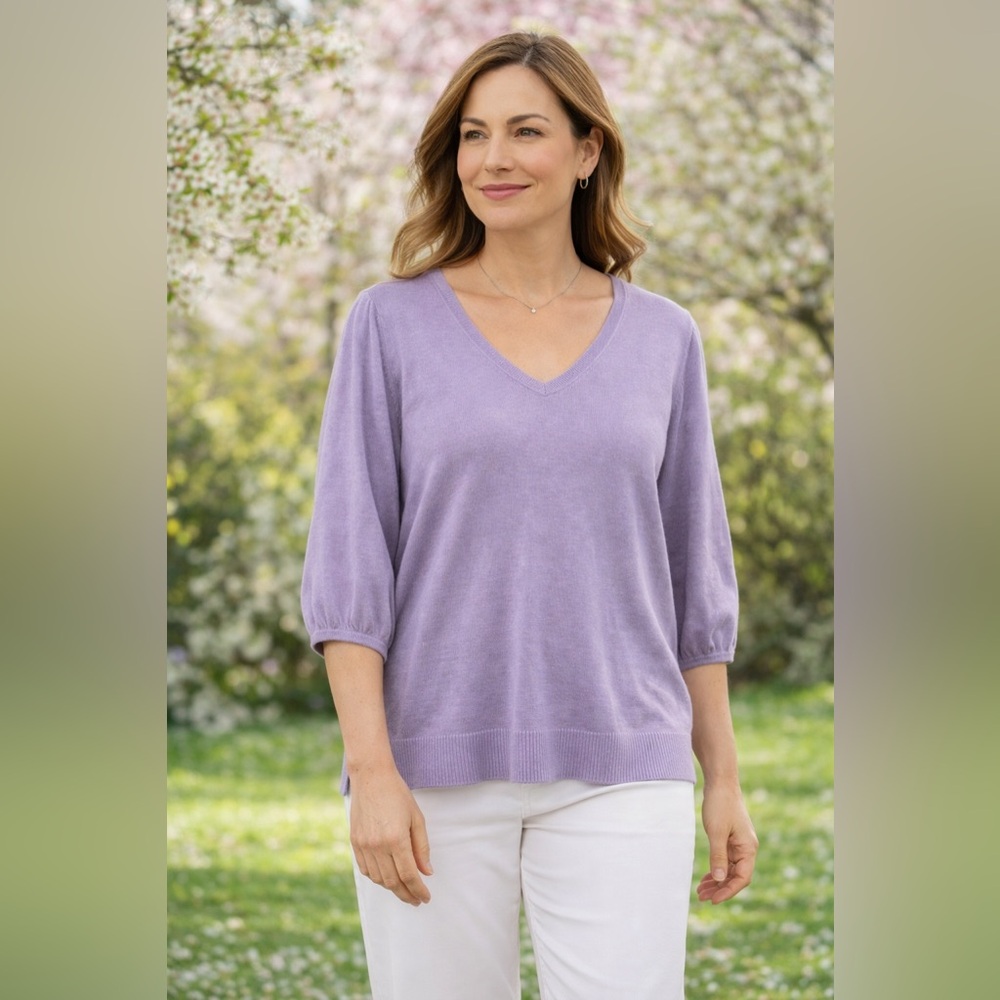 J Jill blouse spring sweater silk blend women’s size XL petite lavender color